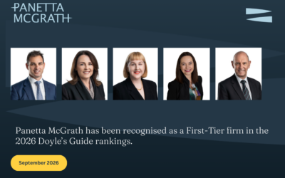 Panetta McGrath has been recognised as a First-Tier firm in the 2026 Doyle’s Guide rankings.
